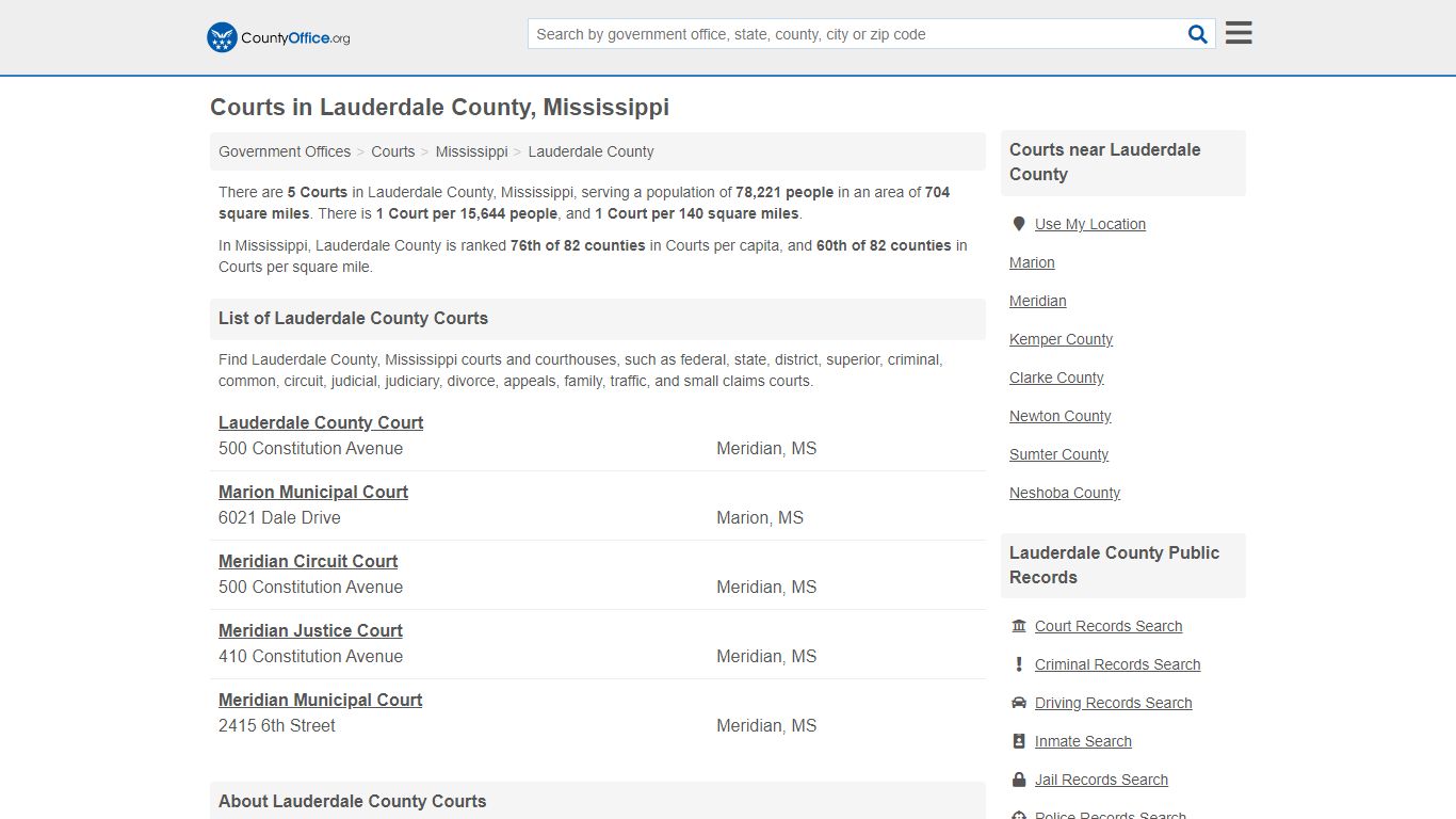 Courts - Lauderdale County, MS (Court Records & Calendars)